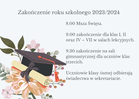 Zakończenie roku szkolnego 2023/2024