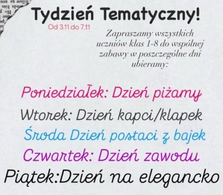 Tydzień tematyczny w naszej szkole